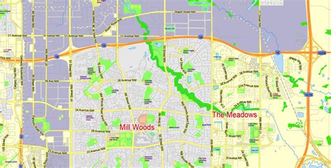 Map Edmonton PDF Vector Street Map editable City Plan Adobe PDF