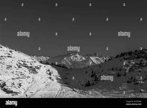 Snowy mountain landscape Stock Photo - Alamy