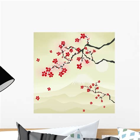 Japanese Cherry Blossom Wall Mural by Wallmonkeys Peel and Stick ...