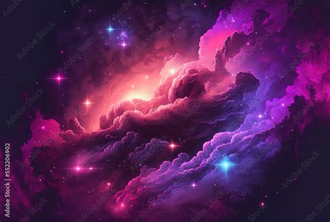 Stunning purple nebula backdrop in the universe. Generative AI Stock ...