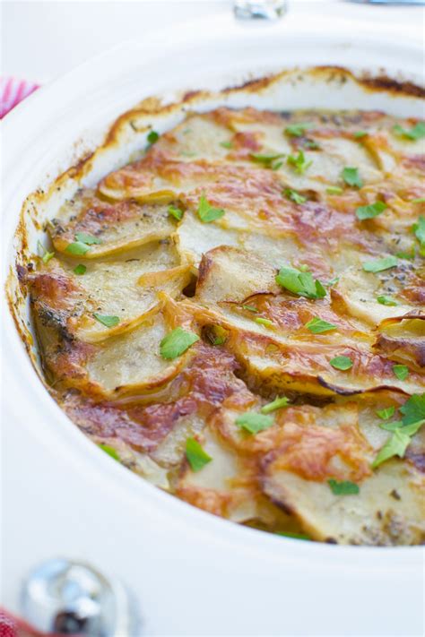 Potato Bake With Bacon (No cream!) - Scrummy Lane