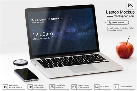 Free Laptop Mockup PSD Template | Mockup Den