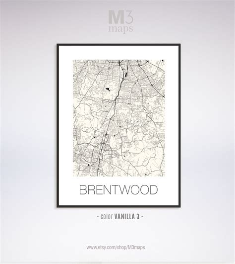 Brentwood Tennessee Brentwood TN Map Brentwood Map | Etsy