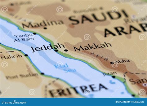 Close Up of a World Map with Saudi Arabia Jeddah Makkah Madina in Focus ...