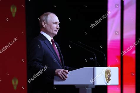 Russian President Vladimir Putin Delivers Speech Editorial Stock Photo ...