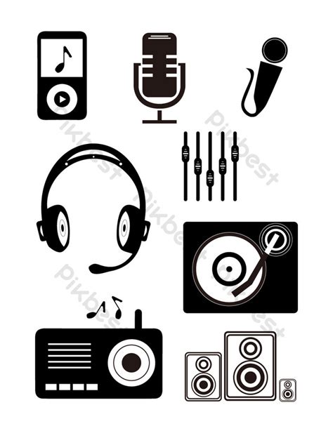 Black And White Music Icons Are Commercially Available Elements PNG ...