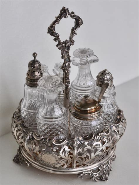 Lot - Antique English Sterling Silver Cruet set- Magnificent