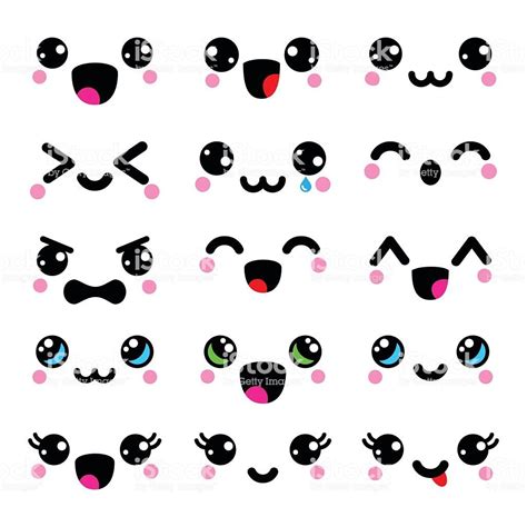 Kawaii cute faces, Kawaii emoticons, adorable characters design ...