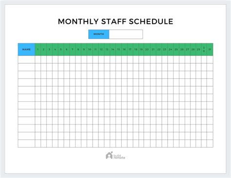 6 Free Monthly Work Schedule Templates | Buildremote