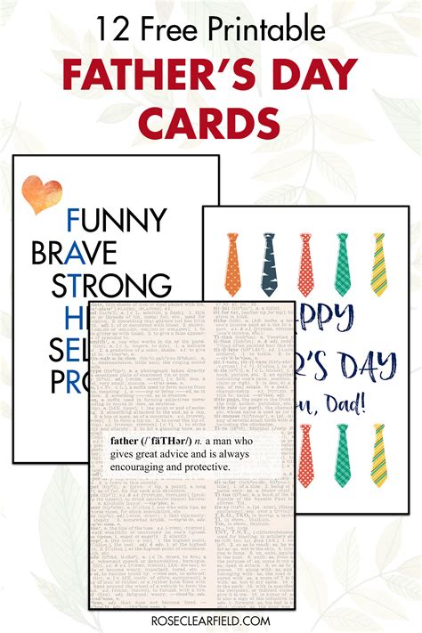 12 Free Printable Father’s Day Cards - Rose Clearfield