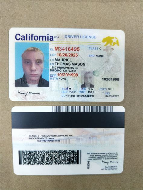 Fake Id Template California