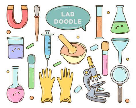 Set of hand drawn lab equipment cartoon doodle design 2550170 Vector ...