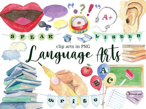 Language Arts Clip Art Bundle in PNG Format - Etsy