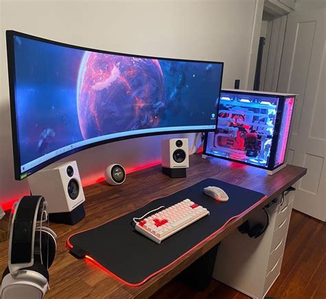 Ultrawide Monitor PC Setup | Video game room design, Gaming room setup ...