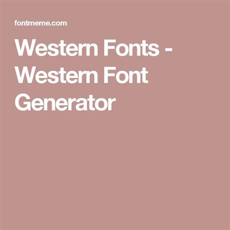 Western Fonts - Western Font Generator | Western font, Font generator ...