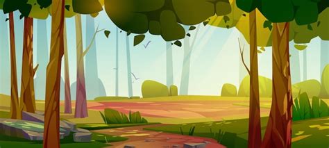 Free Download: Cartoon Forest Background, Nature Landscape Vector ...