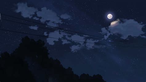 the night sky is full of stars and clouds, as well as some power lines