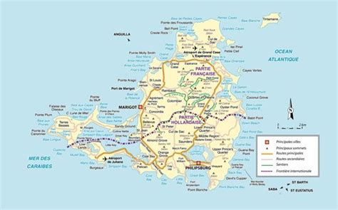 Large detailed road map of Saint Martin island. St. Maarten island ...