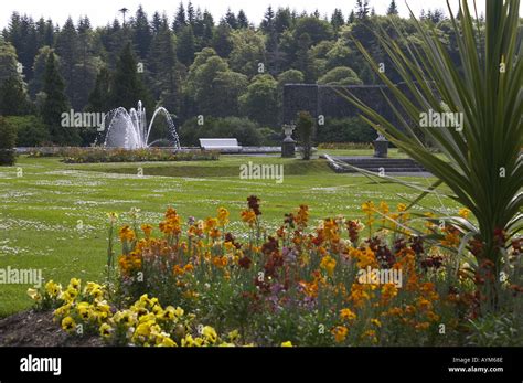 Gardens and fountain Ashford Castle Cong Co Mayo Ireland Stock Photo ...