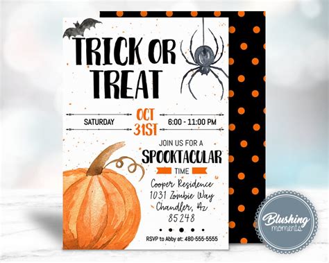 Halloween Invitation Printable, Halloween Invitation Template, Pumpkin ...