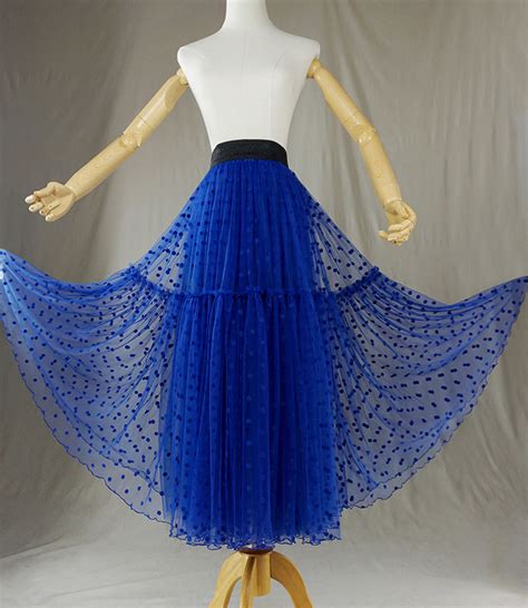 Women ROYAL BLUE Tutu Skirt A-line Puffy Tutu Skirt Royal Blue Dot ...