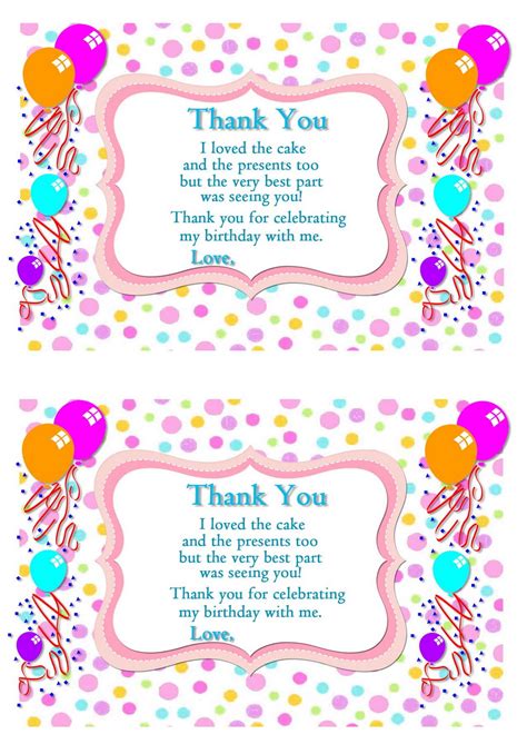 Birthday Thank you Cards – Birthday Printable