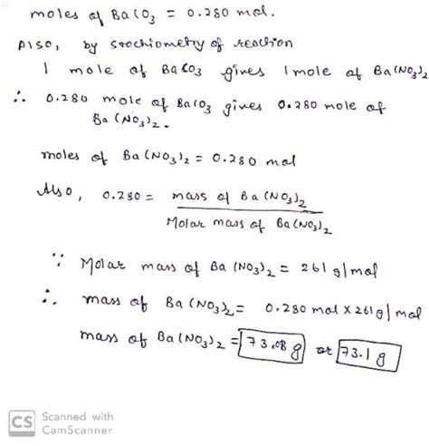 In the following reaction what mass of Ba(NO3)2 can be formed by ...