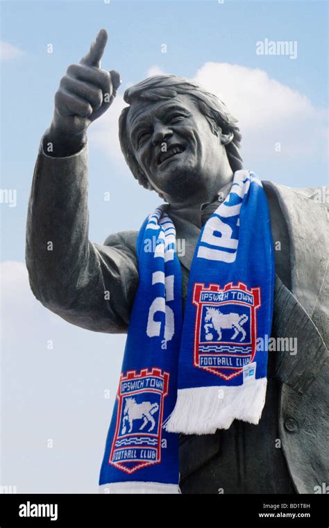 Statue of Sir Bobby Robson outsde the Ipswich Town FC stadium at ...