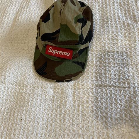 camo adjustable supreme hat - Depop