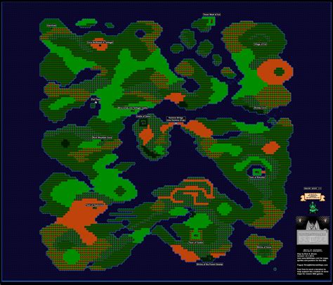 Dargon Warrior III - World of Darkness Alefgard Overworld Nintendo NES Map