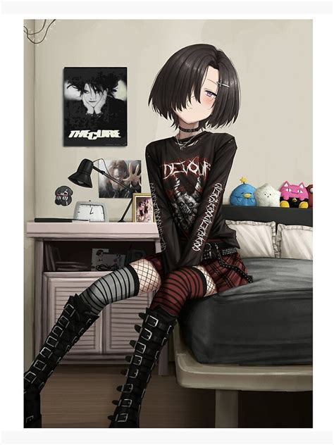 "Goth Anime Girl In Bedroom" Poster for Sale by CapyBoii | Redbubble