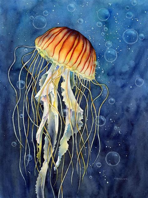 Jellyfish by Hailey E Herrera | Jellyfish painting, Jellyfish art ...