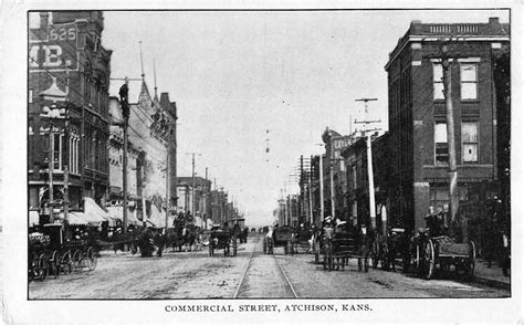 Atchison Kansas Commercial Street General Street Scene Antique Postcard ...