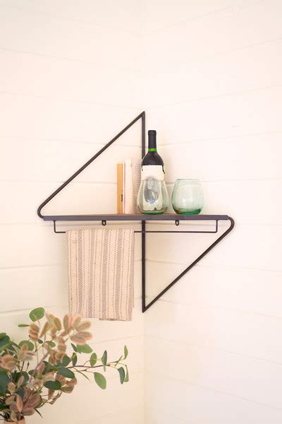 metal and wood triangle corner shelf