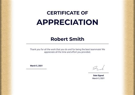 Certificate of Appreciation - PDF Templates | Jotform