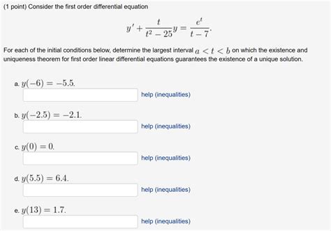 Solved Consider the first order differential equation y' + | Chegg.com