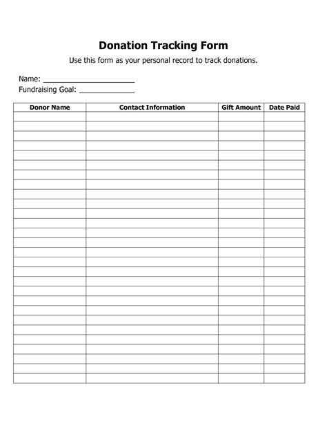 Printable Fundraising Chart