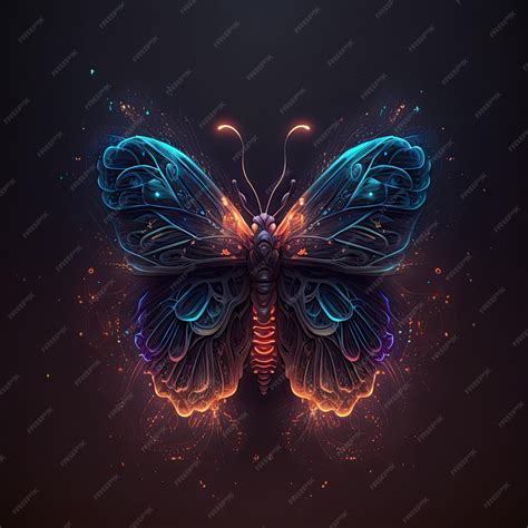 Premium Photo | Abstract neon light Butterfly artwork design digital ...