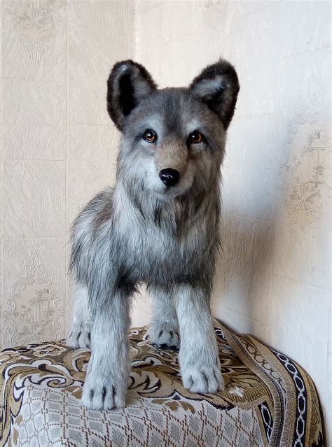 Realistic plush wolf portrait plush collectible pet toys | Etsy