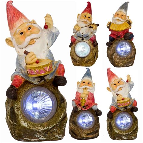 Outdoor Garden Gnomes Patio Solar Powered LED Light Ornament Novelty ...