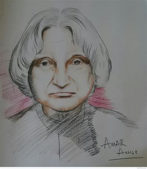 Pencil Color Sketch Of Dr. APJ Abdul Kalam - Desi Painters