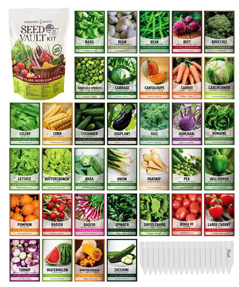 Survival Vegetable Seeds Garden Kit Over 16,000 Seeds Non-GMO and ...