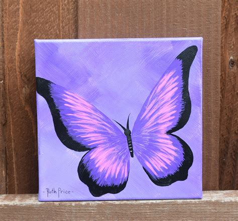 Unique Purple and Pink Butterfly Painting on 6x6 Canvas in 2021 ...