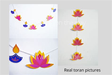 Diwali Toran Printable DIY Activity of Lotus and Diya Designs - Etsy