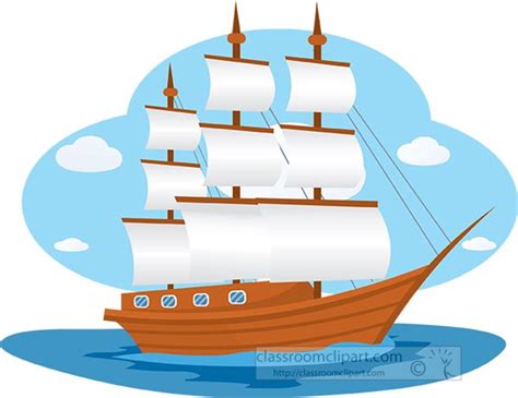 Boats and Ships Clipart - open-masts-wooden-sail-boat-clipart ...