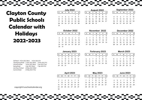 Clayton County Public Schools Calendar 2022 - US School Calendar