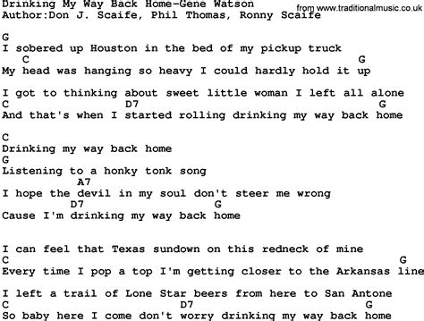 Country Music:Drinking My Way Back Home-Gene Watson Lyrics and Chords