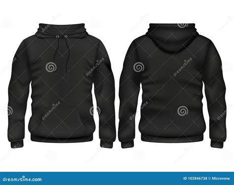 Front and Back Black Hoodie Vector Template Stock Vector - Illustration ...