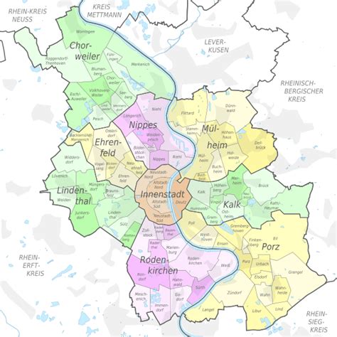 Köln Stadt | Bezirke - Stadtteile - Karte - Einwohner - PLZ