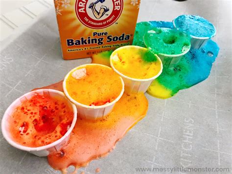 Rainbow baking soda science experiment for kids - Messy Little Monster